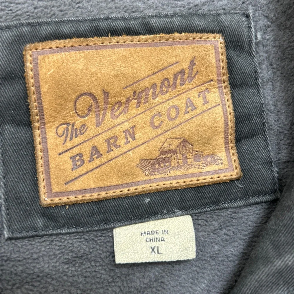 Vermont Barn Coat Mens XL Faded Black Canvas Fleece Lined Corduroy Field Jacket